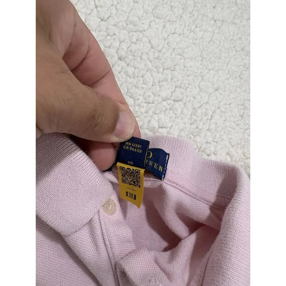 POLO Ralph Lauren Pink Dress Short Sleeve Drop Waist Pony Girls Size 5 Preppy
